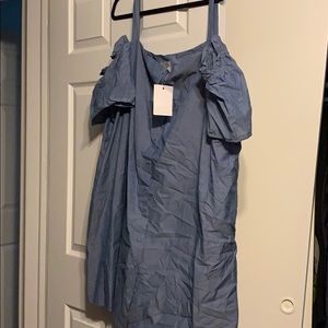 cold should button down sundress in chambray